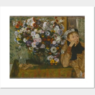 A Woman Seated beside a Vase of Flowers Posters and Art